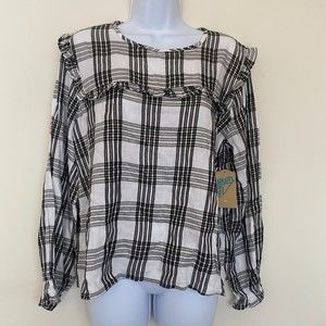THEREABOUTS BIG GIRLS PLUS ROUND NECK LONG SLEEVE PLAID BLOUSE SIZE 3XL